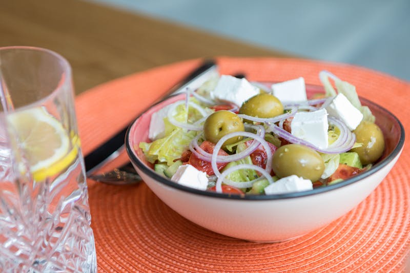 Mediterranean Veggie Salad with olives and feta